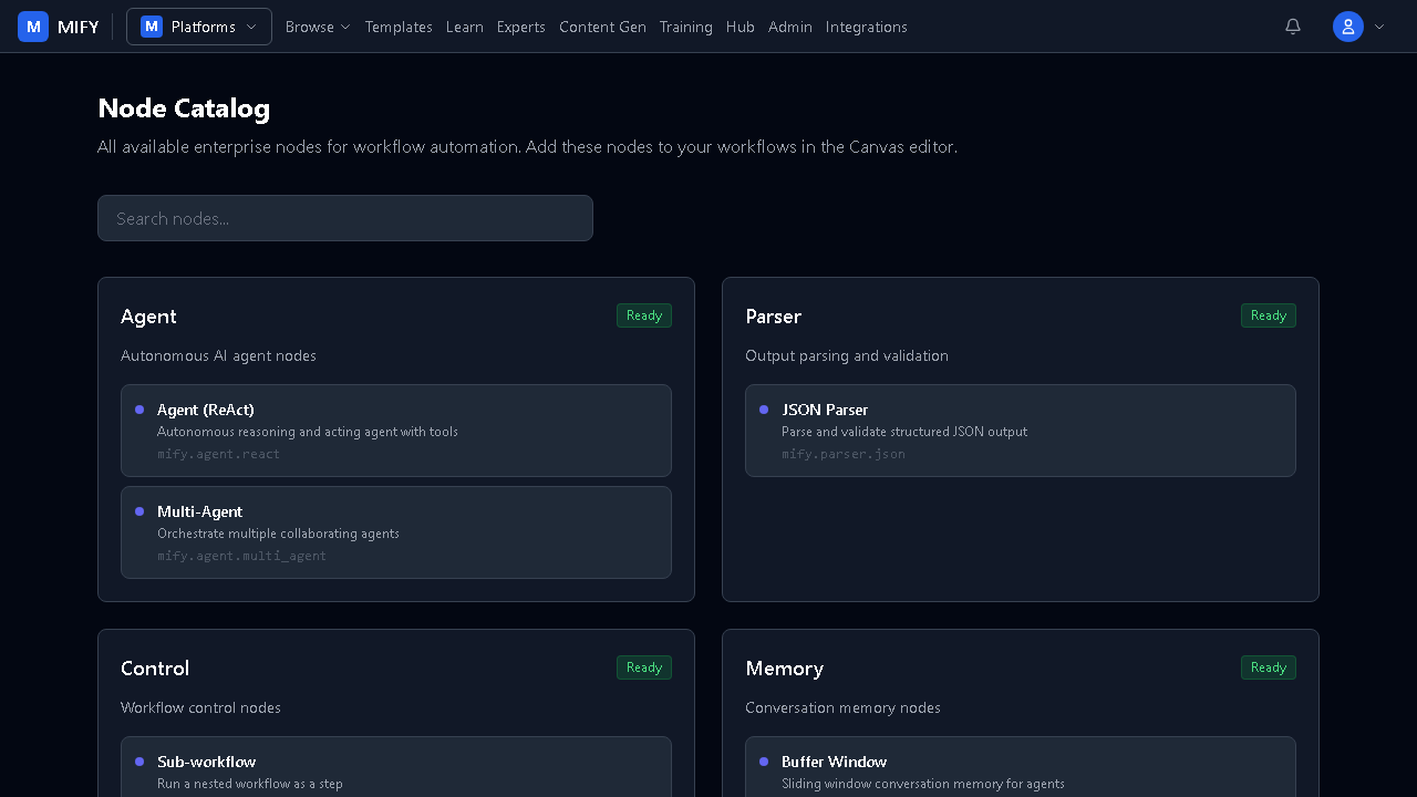 MIFY Node Catalog